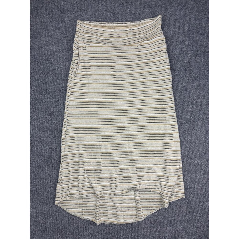 PrAna Skirt Womens Small White Striped Knit Midi Elastic Waist Pockets